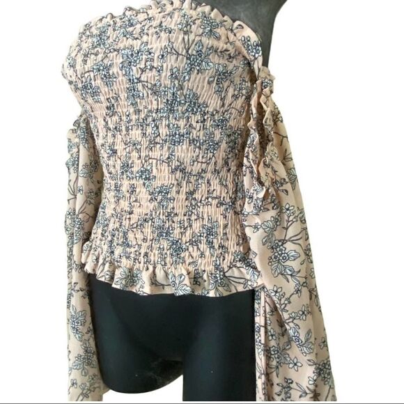 Parisian Sexy Floral Shirred Off Shoulder Top Size 14 - Picture 5 of 13